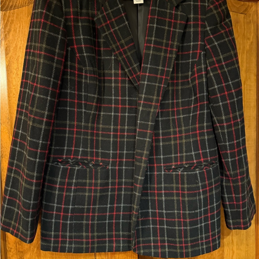 Plaid Blazer with Red and Black Pattern